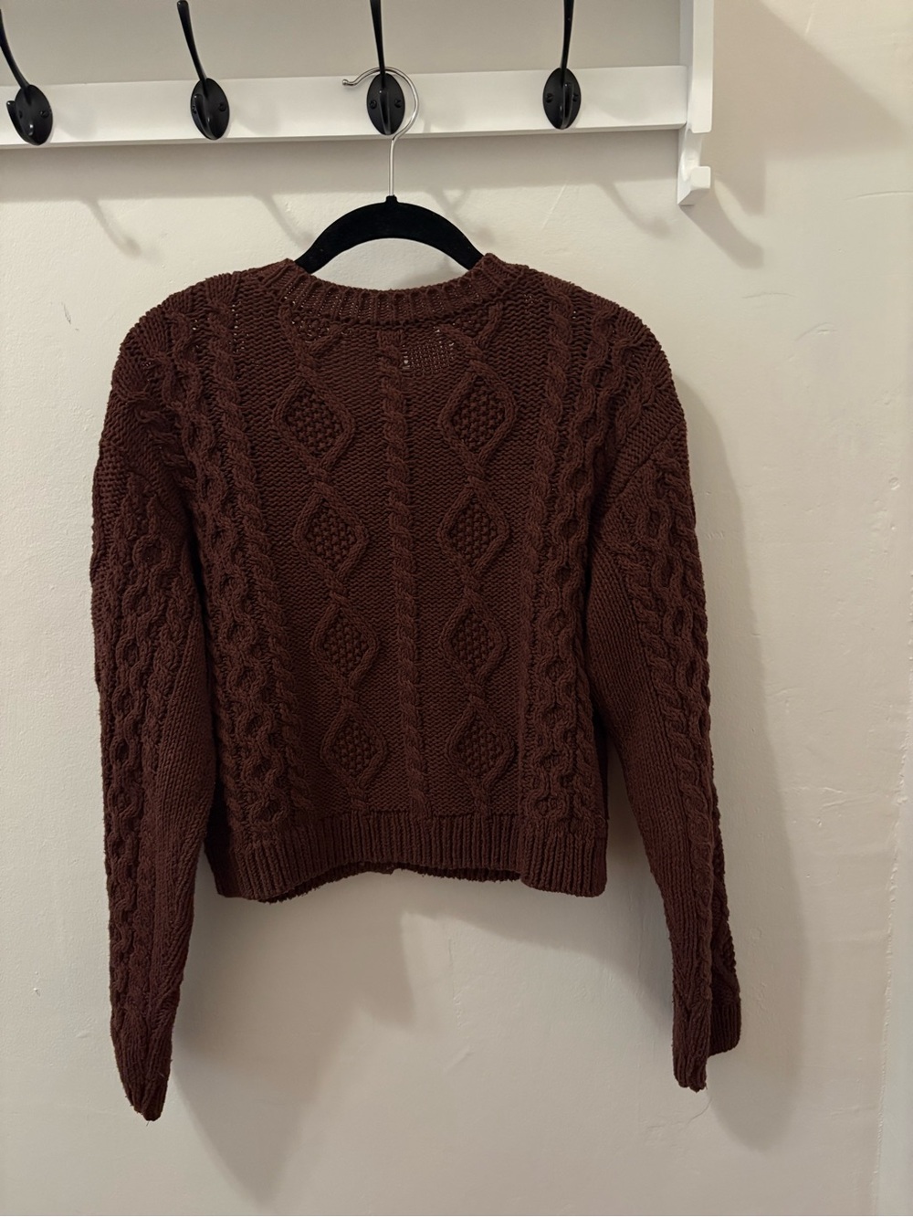Mango Chocolate Brown Cropped Cable Knit Cardigan - Picture 2 of 2